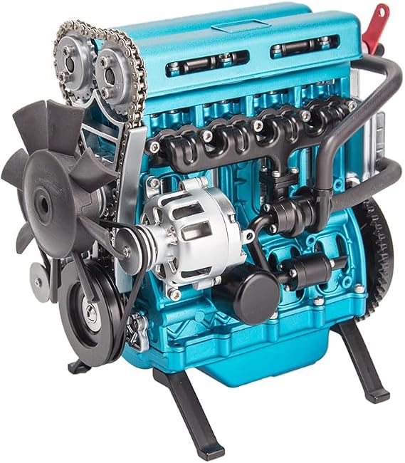 L4 Engine Model Kit That Works,3D Metal Turbocharged Inline-Four Car Engine Mechanical Engineering DIY Assembly L4 Engine Model Kit,Education Gifts for Technology Enthusiasts (364+PCS/Blue)