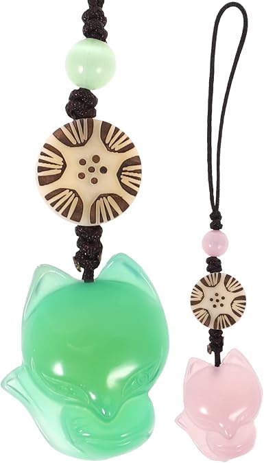 Hemobllo Jade Fox Pendant Phone Charm 2 pcs Agate Jade Foxes Shape Phone Case Charms and Bag Accessories Lightweight Decorative Charm Chain for Daily Use