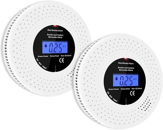 Combination Smoke Alarms and Carbon Monoxide detectors, 10 Year Life Smoke and Carbon Monoxide Alarms With replaceable batteries, EN 14604 and EN 50291 Approved,2PCS