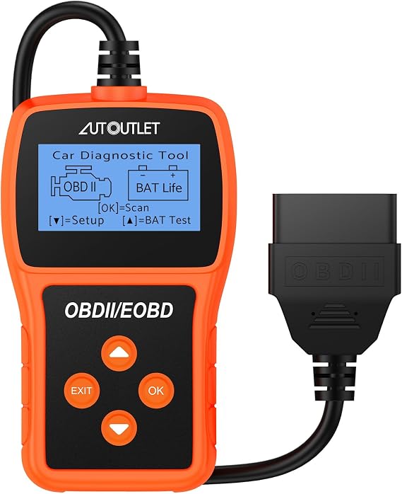AUTOUTLET OBD2 Diagnostic Tool Car OBD2 Scanner Code Reader OBD2 EOBD Engine Fault Code Reader Scanner with DTC Definition 10 Languages Voltage Detection and Monitoring Car Fault Code Reader