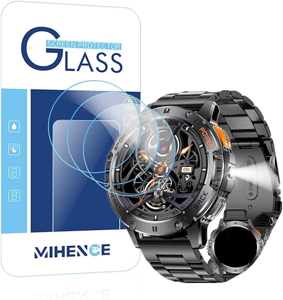 Screen Protector for EF5 1.43 Inch Smartwatch, 9H Anti-Scratch Tempered Glass Film Compatible with LIGE/ESFOE/FOXBOX 1.43 Inch Smartwatch EF5 (Pack of 3)