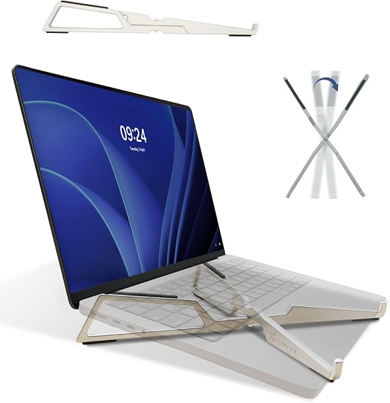 Portable Laptop Riser Stand - Lightweight & Adjustable, Compatible with Apple MacBook Pro & Air, HP, Dell, Tablet & More 10-16 Notebooks, Pearl White