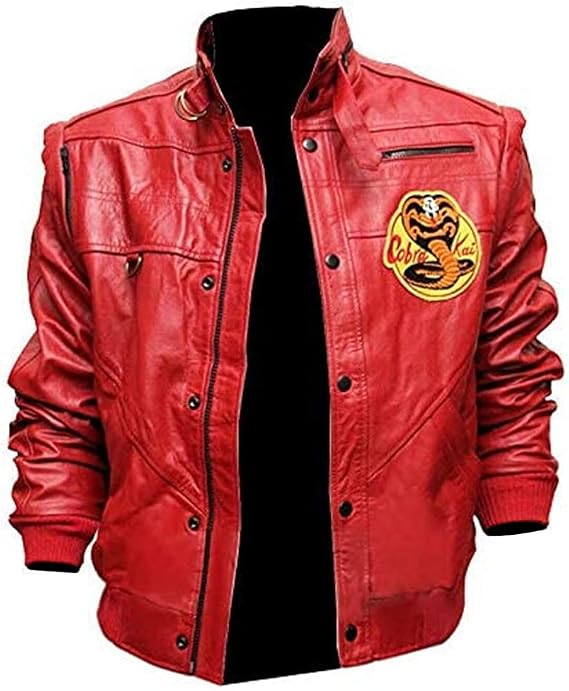 Johnny Lawrence Red Karate Kid Cobra Kobra Kai Jacket - Men Bomber Leather Jacket