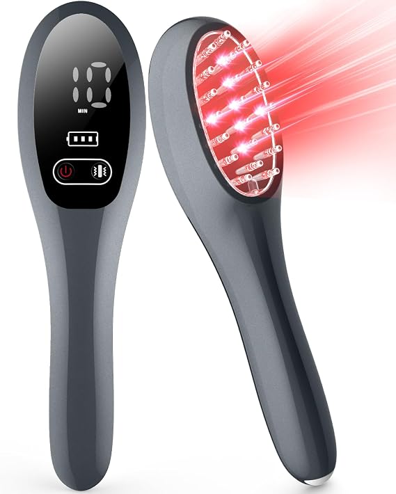 iKeener lllt Laser Comb for Hair Regrowth, 650nm LED Hair Growth Brush with Vibration Message, Red Light Therapy for Hair Loss for Women and Men