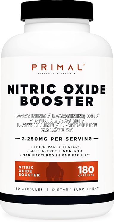 Primal Nitric Oxide Booster (2,250mg) 180 Capsules | 60 Servings