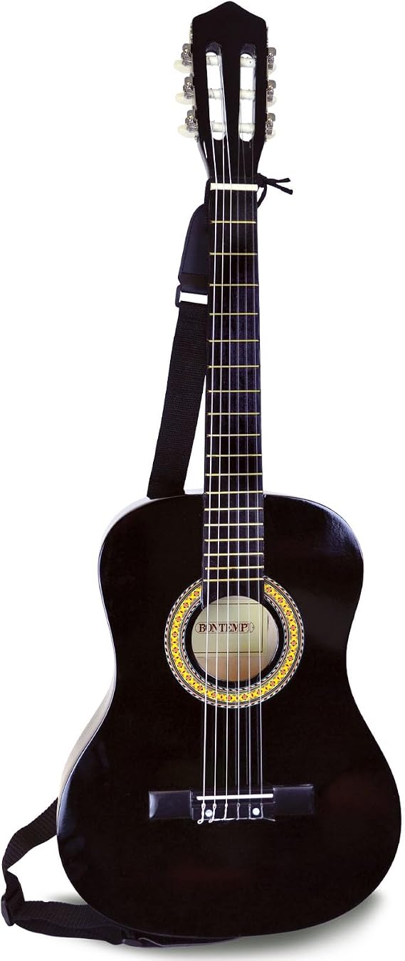Bontempi Bontempi229210 Classical Wooden Guitar 92 cm (Black) with 6 Strings, Multi-Colors