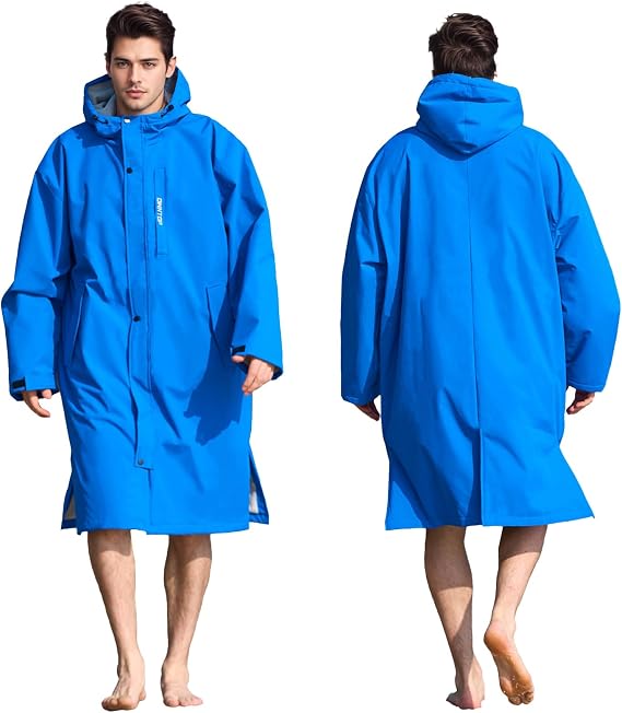 Owntop Swim Parka Windproof Surf Coat Men Women- Waterproof Surf Poncho- Warm Swim Parka with Pocket Kid Youth Adult