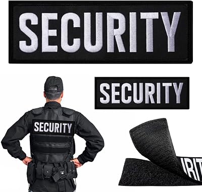2 Pcs Embroidered Letters Security Patch - Security Badge Hook and Loop Patch for Jacket Vest Bag Hat, 2 Sizes