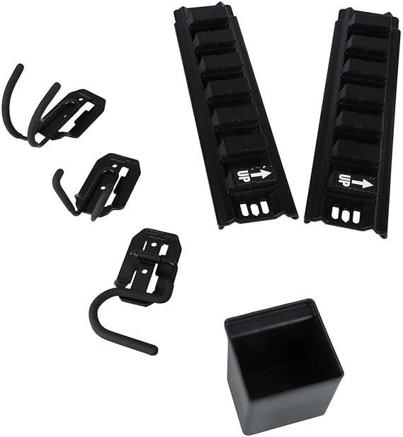 Hyper Stack 32-Inch Wall Storage System, 6-Piece Set with Hooks and Bin, Black