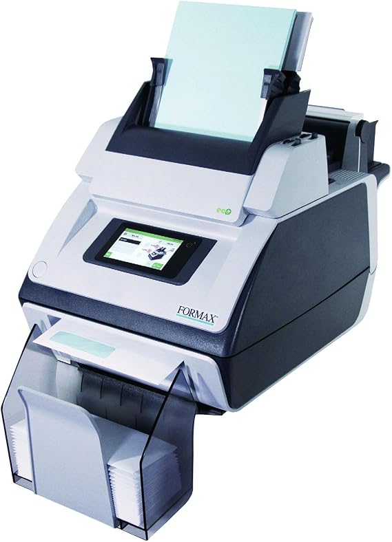 Formax FD 6104 Folder and Inserter Machine, 5" Color Touchscreen, Up to 1350 Filled Envelopes per Hour, 15 Programmable Jobs, Clamshell Design, Resettable Counter, Catch Tray, 120VAC - 50/60Hz