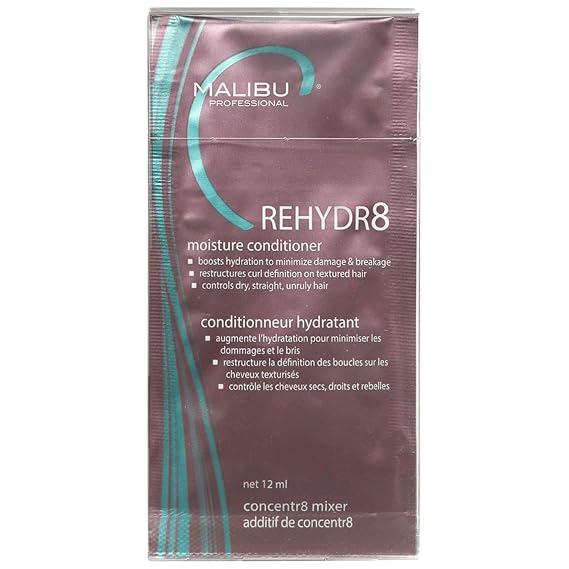 Malibu C REHYDR8 Moisture Conditioner (6 Packets) - Hydration Boosting Concentrate for Dry, Brittle Hair - Strand Reviving, Hydrating Conditioner for All Hair Types