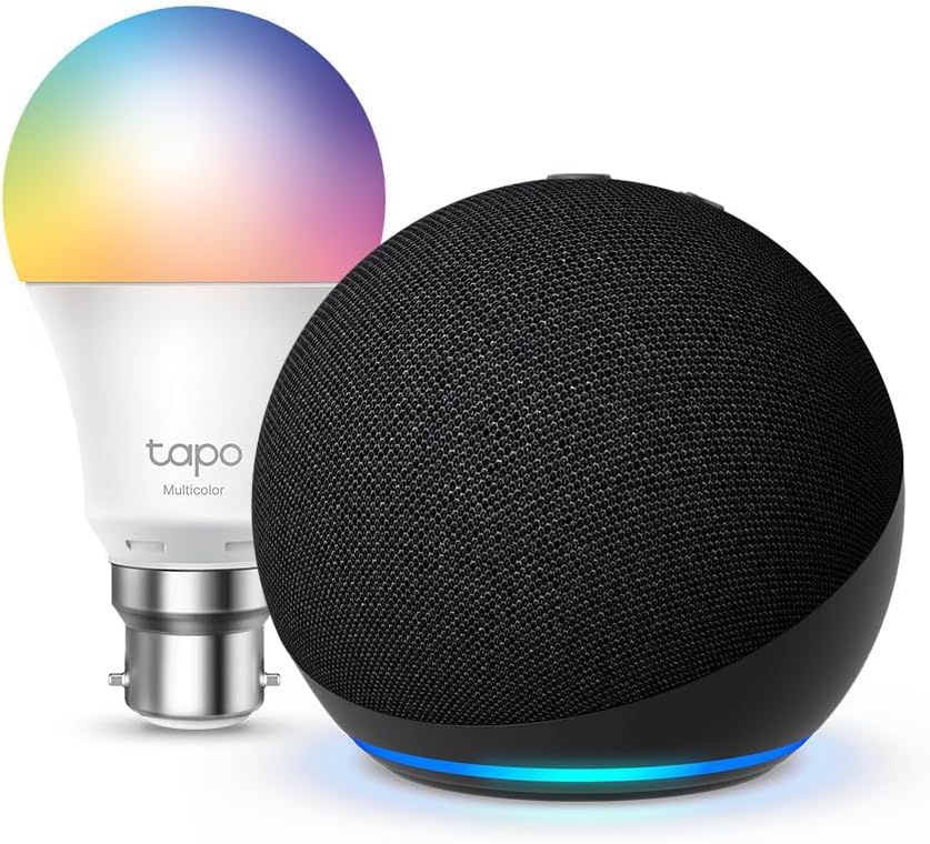 Echo Dot (5th generation) | Charcoal + Tapo L530BA Smart Light Bulb (B22), Works with Alexa - Smart Home Starter Kit, with Alexa+ Early Access