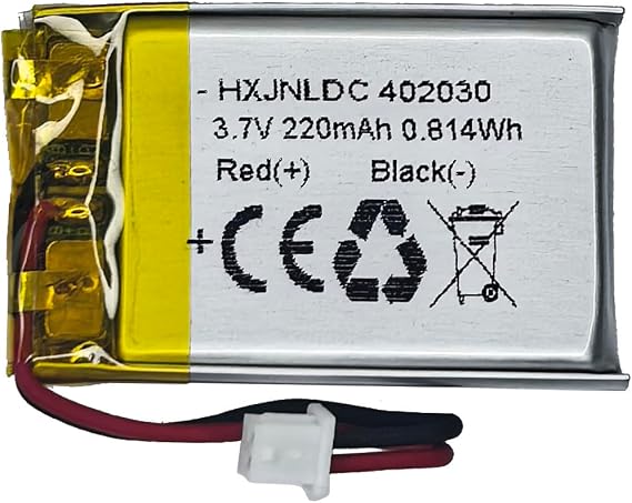 DC 3.7V 220mah 402030 Rechargeable Lithium Polymer Replacement Battery for DIY 3.7-5V Electronic Products with Built-in 2-Wire Battery Replacement, Bluetooth Headset, Watch