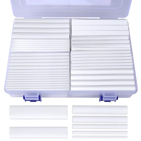 XHF UL Listed 205 PCS Length 3.5" White 3:1 Waterproof Automotive Electrical Heat Shrink Tubing Assortment Kit Large Size Marine Grade Adhesive Lined Tube, Insulation Sealing