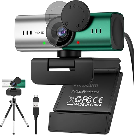 4K Webcam for PC with Mic PDAF Autofocus, USB Web Camera for Desktop Laptop