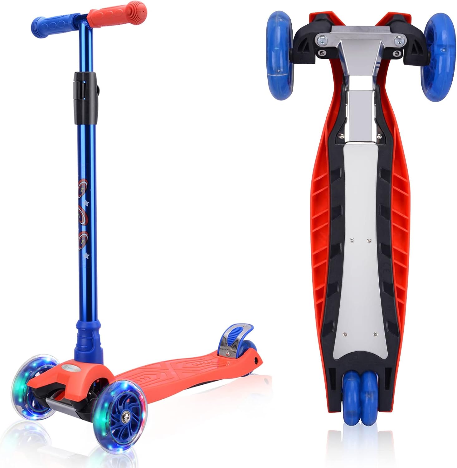 3 Wheel Scooter for Kids Kids Scooter with Light Up Wheels, Sturdy Deck Design, 4 Adjustable Height Levels, Ages 3-12