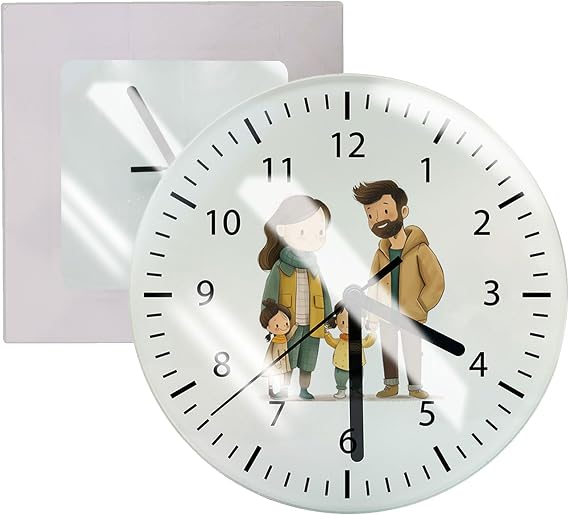 H-E 20pcs/CTN Sublimation Blank Round Clock Tempered Glass Glossy Photo Frame Clock Decor, Heat Press Clocks with Dia7.8" for Heat Transfer Printing