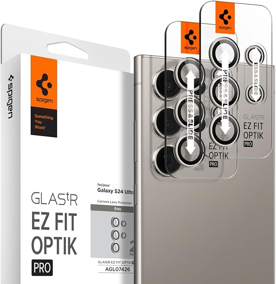 Spigen Galaxy S24 Ultra ile Uyumlu Kolay Kurulum Kamera Lens Camı Koruyucu GLAS.tR EZ Fit Optik Pro (2 Adet) Gri - AGL07426 (Spigen TR Garantili)