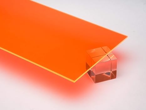 Acrylic Plexiglass Orange Fluorescent Plastic Sheet 0.125 - 1/8" x 24" x 48 Color #6330