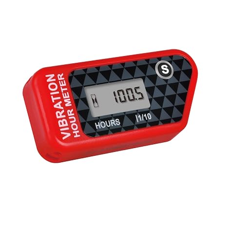 Yooreal Vibration Activated Hour Meter,Maintenance Intervals Reminder for Gas/Diesel Engine Powered Generator Compressor Motorcycle Snowblower Trailer Motor Grader Pressure washer. (Red)