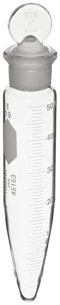 Kimax 45153-15 Glass Conical Bottom 15mL Graduated Centrifuge Tube with A Ground Glass Bore Stopper, To Contain, Pack of 6