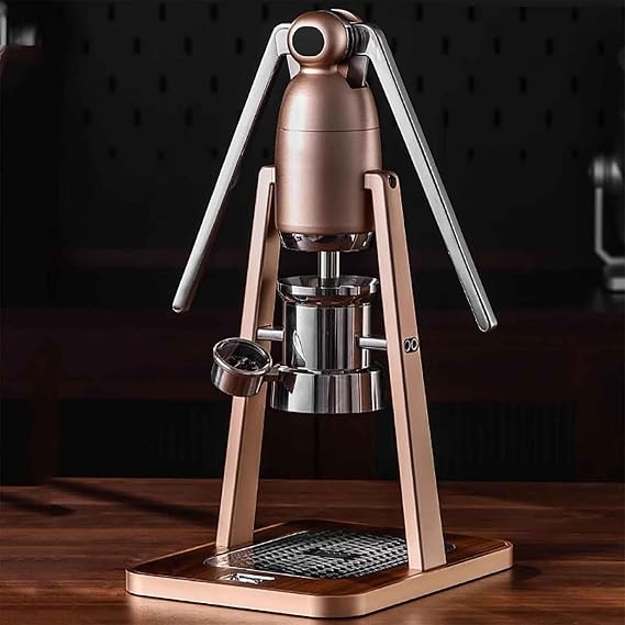Manual Lever Espresso Machine,58MM Portable Direct Lever Manual Espresso Maker,3-12ABar Manual Lever Espresso Machine with Powder Bowl and Coffee Handle,for Commercial Home Outdoor(Rose Gold)