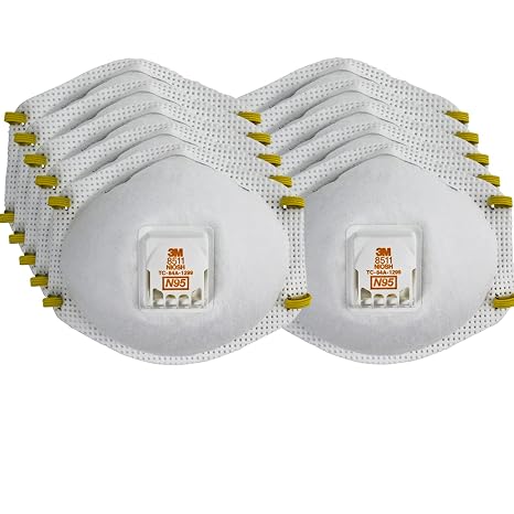 3M Particulate Respirator 8511, Pack of 10, N95, NIOSH APPROVED, Cool Flow Exhalation Valve, Disposable, Braided Comfort Strap, M Noseclip, Personal Protective Equipment