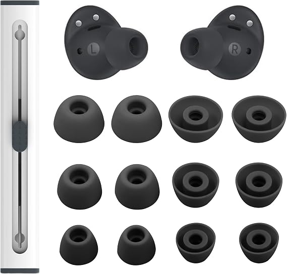 6 Pairs Replacement Silicone Eartips for Samsung Galaxy Buds 2 Pro Headphones, S/M/L 3 Size Ear Tips Buds Wing Tips Fit in Case Compatible with Galaxy Buds 2 Pro (Graphite)