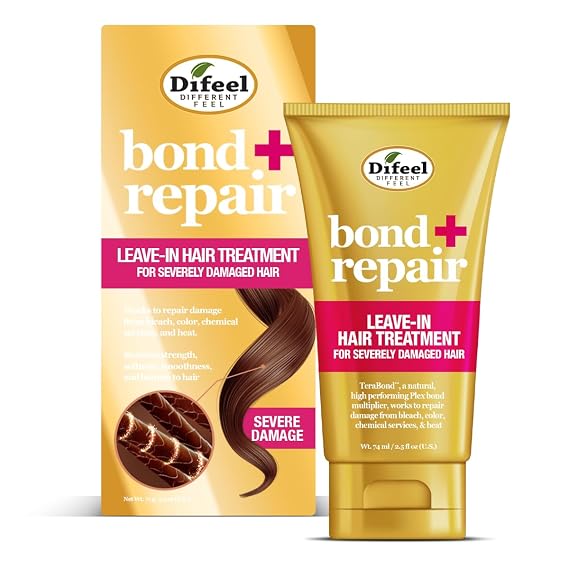 Difeel Bond & Repair Leave in Hair Treatment for Severely Damaged Hair 2.5 oz. - Deep Bond Hair Treatment, Bond Rebuilder for Hair Repair