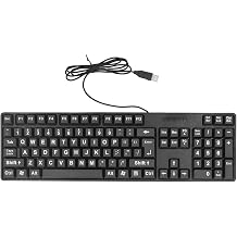 Naroote Large Print Keyboards, Pc Keyboardlarge Print Keyboard, Wired for Elderly 104 Keys Large Character Plug and Play USB Keyboard ABS Wired Keyboard for Laptop