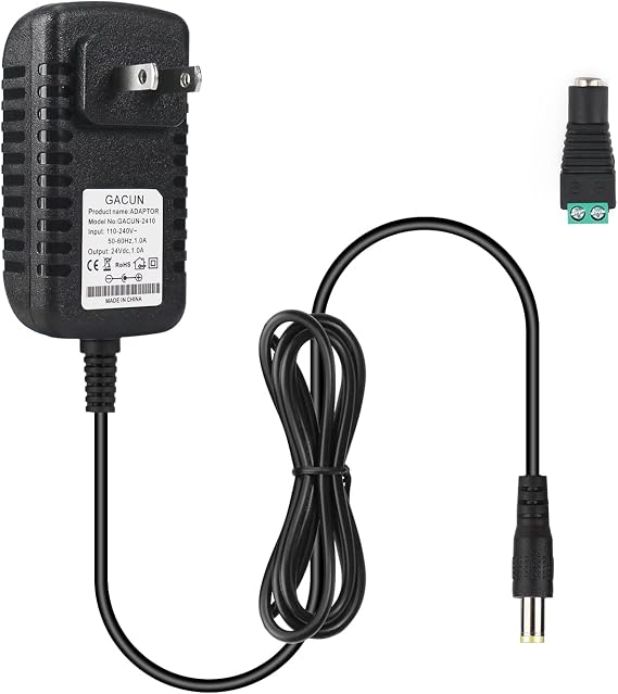 24V 1A Power Supply Adapter, 100V~240V AC to DC Converter Transformer 24 Volt 1000mA 800mA 600mA 400mA 200mA 100mA Available 5.5x2.5mm Plug for CCTV WiFi Camera Essential Oil Diffuser