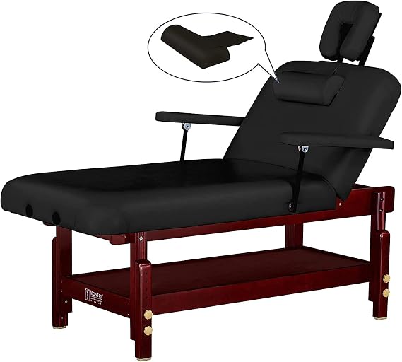 Master Massage 31" Montclair Stationary-Spa Salon Massage Table Pro, Lift Back with Memory Foam (Black)