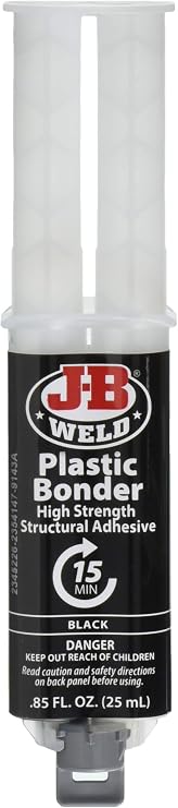 J-B Weld 50139 Plastic Bonder Body Panel Adhesive and Gap Filler Syringe - Dries Black - 0.25 Milliliter (2 Pack)