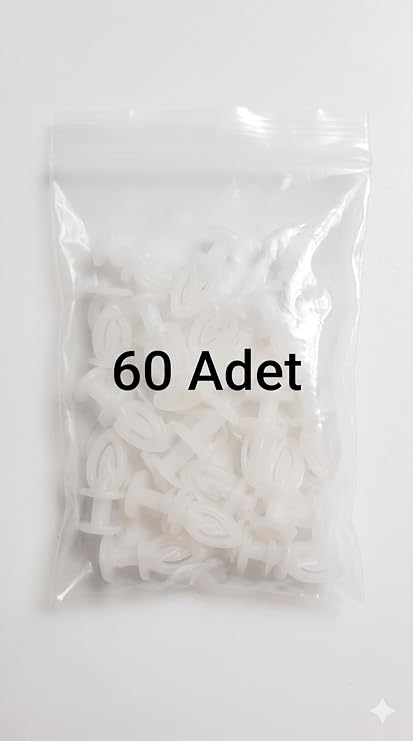 Geçmeli Perde Ruleti, Beyaz, Plastik, Perde Askısı +A Kalite (60 Adet)