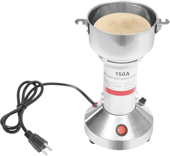 Electric Grain Mill Grinder 150g High Speed Powder Spice Grinding Machine 28000r/min Food Grinder for Home and Commercial Countertop Grain Mill for Dry Spice Herbs Grains, 50-300 Mesh