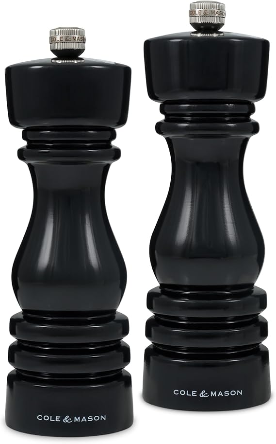 Cole & Mason London Refillable Spice Mill, 7'' Gift Set, Black Gloss