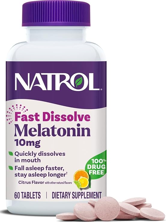 Natrol Melatonin 10 mg Fast Dissolve Tablets, Citrus, 60 Count