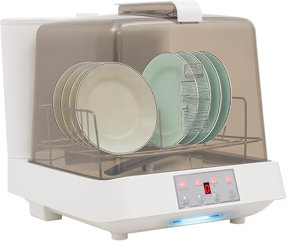 Portable Countertop Dishwasher, 800W Mini Dishwasher 18.8914.9615.74in Dish Washing Machine with See-Through Window, Touch Control, 360 Lower Spraying for Small-Sized Houses (White-3)