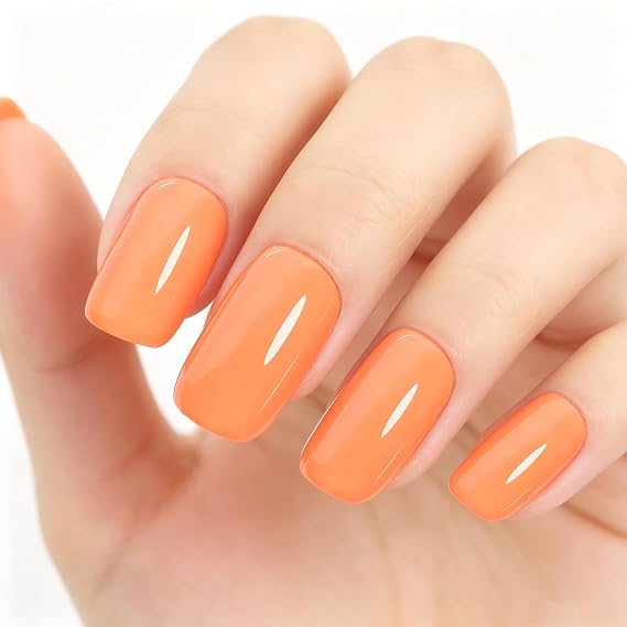 Orange Gel Nail Polish - 15ml Vibrant Light Orange Nail Polish, Self-Leveling Chip-Resistant Formula Lasts 28+ Days, All-Season Wear