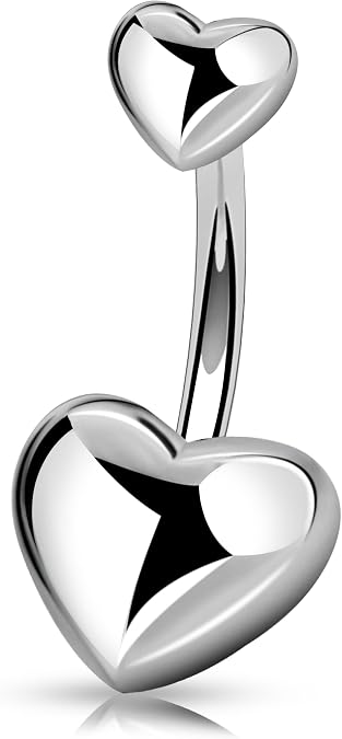 Melighting Titanium Belly Button Ring 14G Heart Belly Ring Internally Threaded G23 Titanium Navel Piercing Hoop Navel Barbell Body Piercing Jewelry 10/12/14/16 mm
