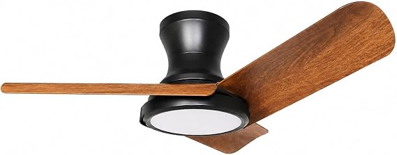 Tavan Vantilatörü LED Armatür 80cm 54W, APP ve Kumanda Kontrollü, 6 Kademeli Fan, 3 Işık Rengi 3000K-4000K-6500K, Tersine Dönüş Özellikli, Gece Modu, Sessiz Motor GVA54 (GVA54, Siyah Kiraz) [Enerji Sınıfı A]