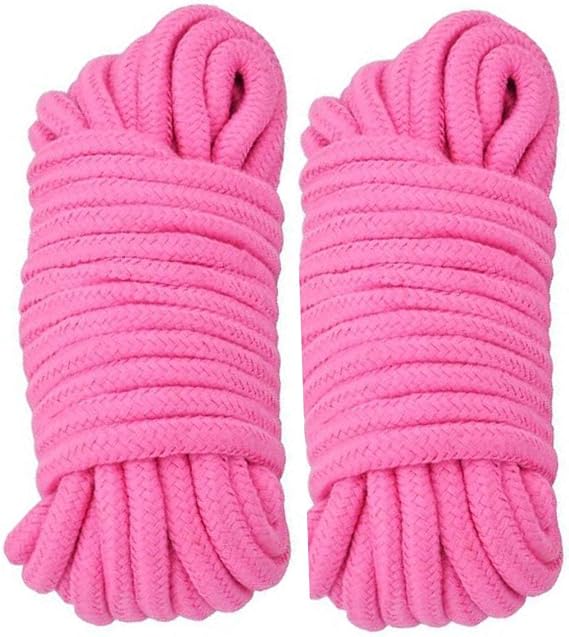Soft Cotton Rope, Durable Natural Rope for DIY, 2-Pack, 64ft Pink