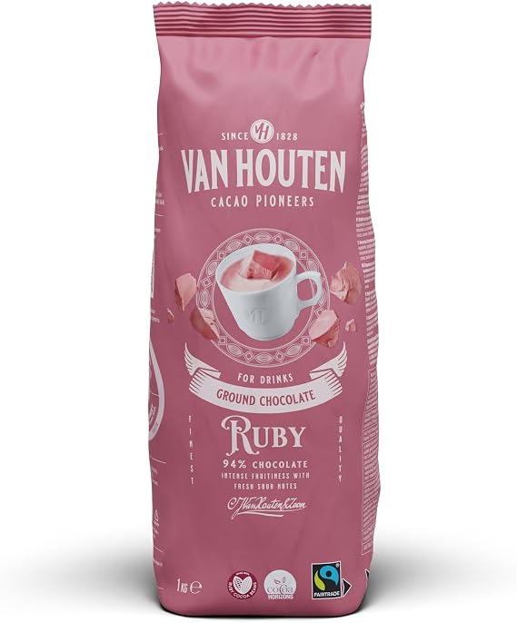 Van Houten Ruby Ground Chocolate For Drinks 1kg. 94% Chocolate