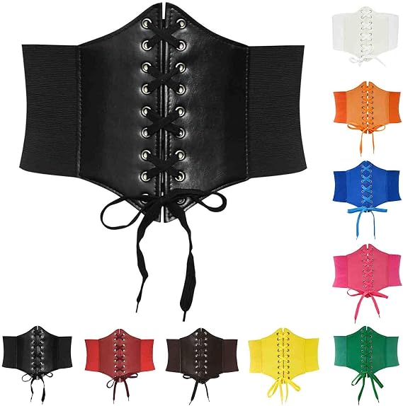 Gothic Underbust for Women UK Sale Clearance Ladies Faux Leather Waist Trainer Lace up Corset Tummy Control Bustier Sexy Crop Tops Strapless Waist Cincher Shapewear Vintage Bustiers Lingerie