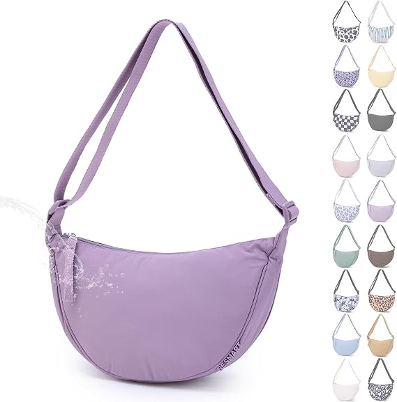 BESMART Small Nylon Crescent Crossbody Bag for Women Men Trendy, Waterproof Crescent Sling, Lightweight Travel Purses