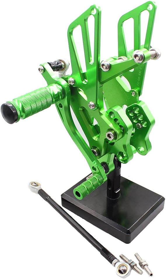 FXCNC CNC Billet Motorcycle Rearset Foot Pegs Rear Set Footrests Fully Adjustable Foot Boards Compatible with Ninja ZX10R ZX-10R ZX1000 2004 2005