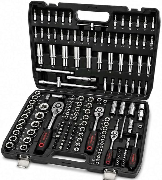 Multi Tool Socket Set – 171 Piece Mechanics Tool Kit – Black