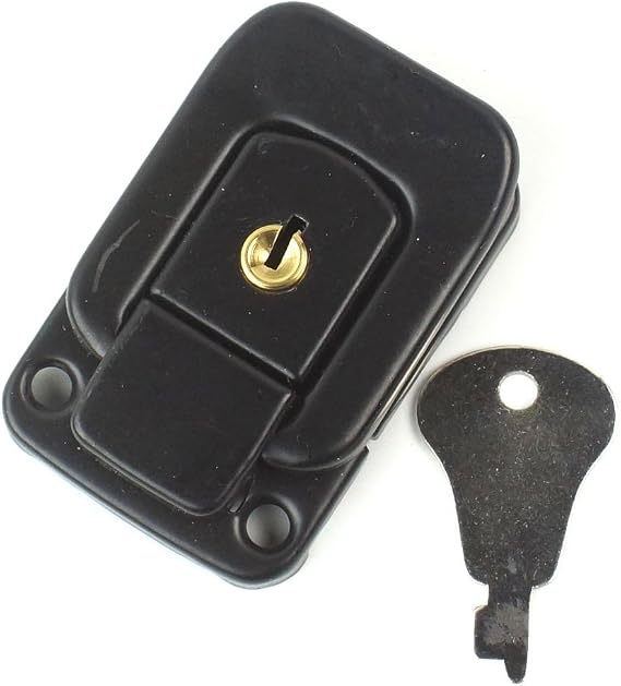 Square shape Drawbolt Closure Latch for Guitar Case with Lock,Black 47mm