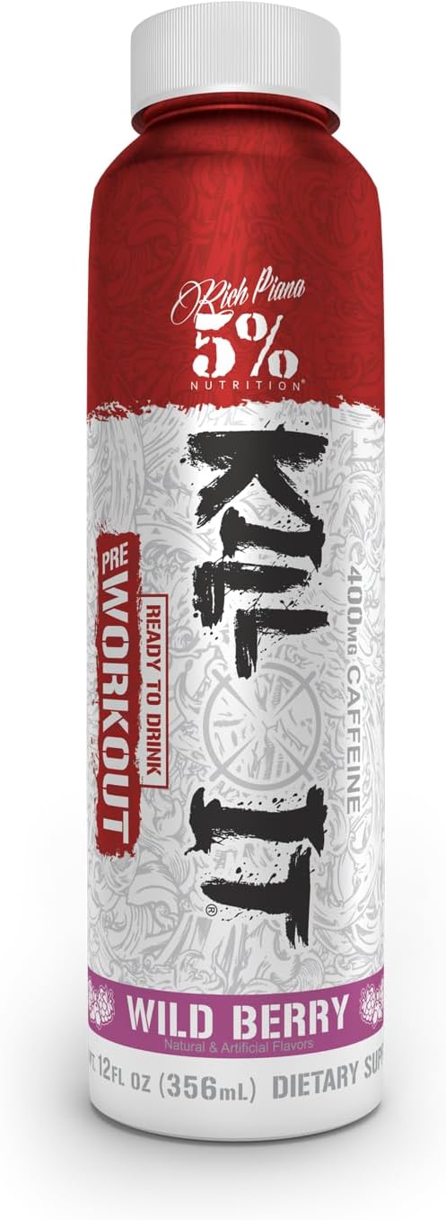 5% Nutrition Kill It Energy Drink, High Stim Pre Workout (Wild Berry, Single)