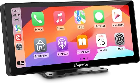 Carpuride W103 2024 Newest Upgrade 10.3 Inch Full HD Touch Screen Portable Wireless Carplay Android Auto,Mirror Link/Siri/Google/FM,Dashboard Mounted